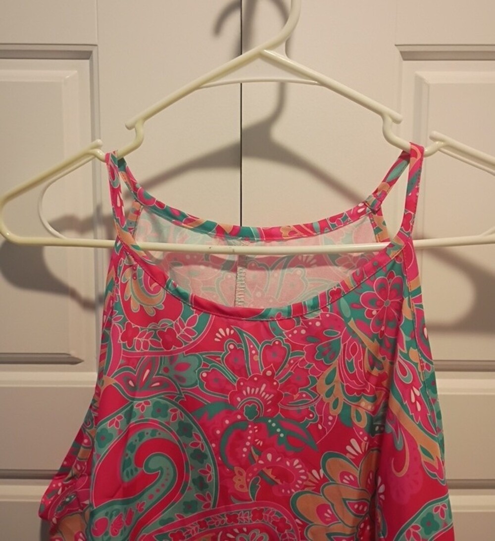 Women's Bright Pink Paisley Summer Dress - Picture 3 of 4